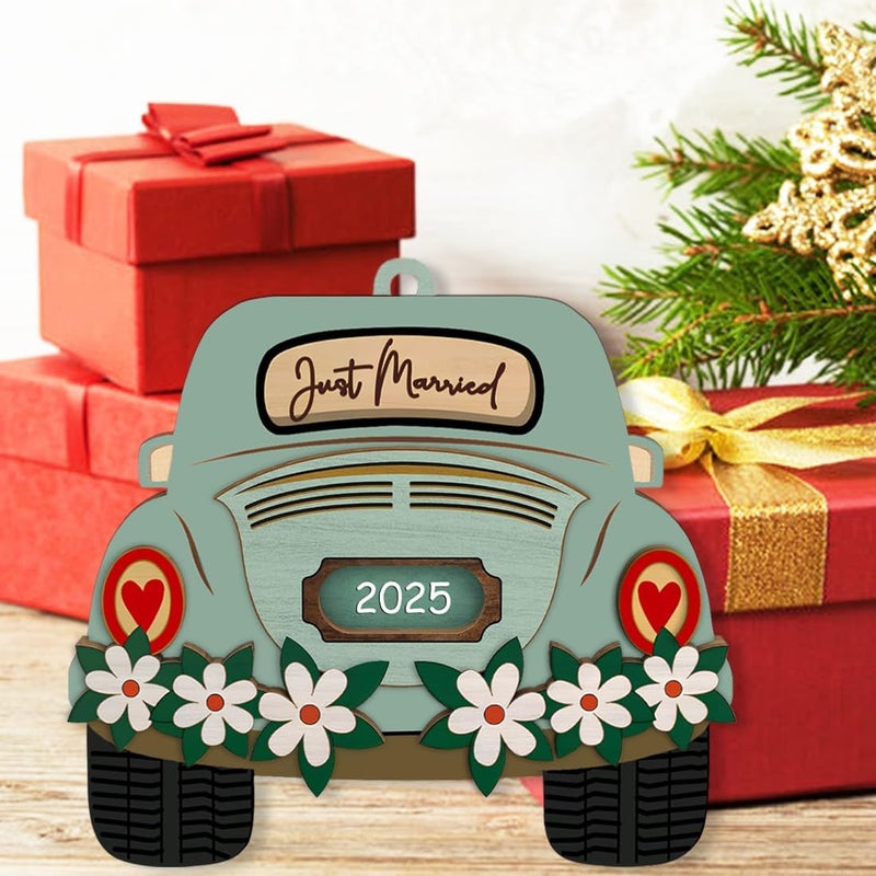 JUNQIU US First Christmas Married Ornament 2025, Just Married Ornaments, Our First Christmas As Mr and Mrs, Wedding Ornament - Gifts for Newlyweds, Wedding Gifts for Couples, Bridal Shower Gift - Image 5